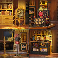 CAYI Hot Twilight Librairie Maison de poupée en bois Maison de poupée miniature pour filles Maison de poupée Accessoires miniatures avec lumière LED