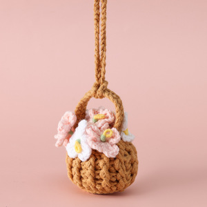 2025 cesta de flores de ganchillo Forget-me-not flores Mini cesta de flores decoración colgante de coche regalo BBF regalo para niñas - Product Image 6