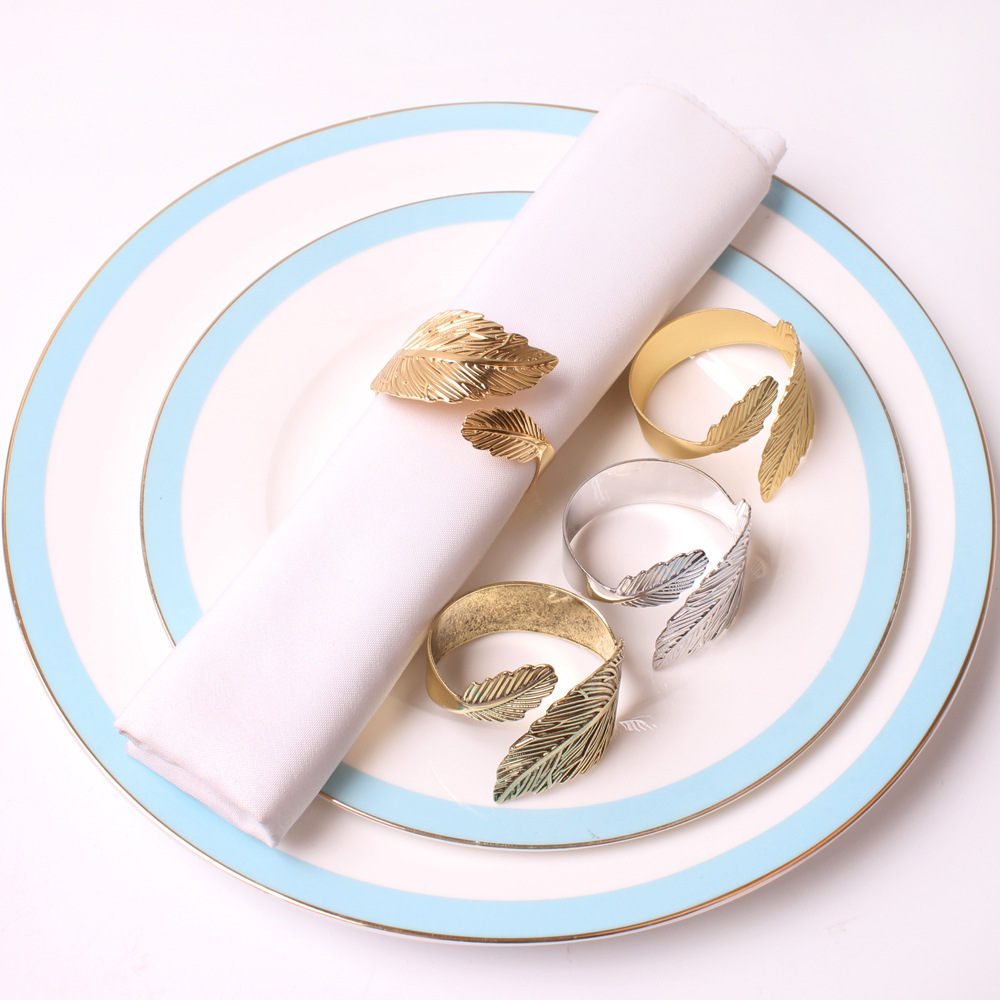 Hotel Home Napkin Ring Gold Leaf Napkin Circle for Wedding Napkin Buckle Dinner Party Christmas Decoration