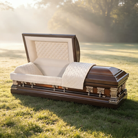 Cercueil demi-couchette de luxe en acier brun foncé avec intérieur beige matelassé diamant - Cercueil métallique pour inhumation d'adultes (vente en gros)