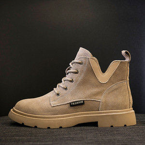 Otoño nueva moda coreana botines cortos para <span class=keywords><strong>mujer</strong></span> plantilla impermeable <span class=keywords><strong>de</strong></span> cuero genuino superior con gamuza sólido con cordones puntiagudos - Product Image 3