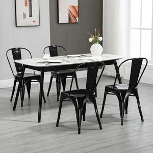 HOMCOM Set of 4 <b>Stackable</b> Kitchen <b>Chairs</b> in Industrial Style in Steel, 45x53x85cm, Black - Product Image 6