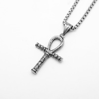 Collier avec pendentif croix d'ancre gravé rétro pour hommes, bijoux pour hommes, accessoire de mode en acier inoxydable, cadeau significatif MGXL436