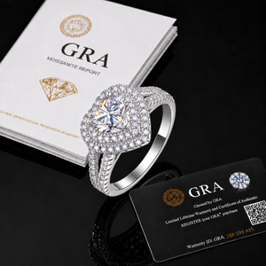 <span class=keywords><strong>Anello</strong></span> in Moissanite <span class=keywords><strong>Argento</strong></span> <span class=keywords><strong>925</strong></span> all'Ingrosso, Doppio Halo a Forma di <span class=keywords><strong>Cuore</strong></span> 1ct D VVS Certificato GRA, Anelli Personalizzati per Matrimoni e Feste per Donne - Product Image 1