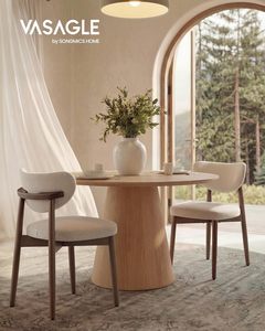 Juego de 2 Sillas de Comedor VASAGLE de Madera, Patas de Madera Maciza Tapizadas, Respaldo Curvo Ergonómico, Asas Integradas - Product Image 1