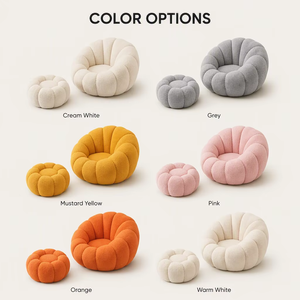 Fauteuil pivotant en forme de citrouille paresseux en bouclette blanc crème esthétique <span class=keywords><strong>Boconcept</strong></span> avec repose-pieds - Product Image 4