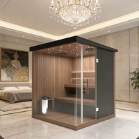 Sauna sec d'intérieur en bois de pruche avec porte vitrée, assemblage en kit pour 3-4 personnes