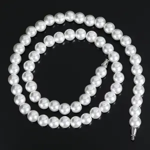 Necklace Women Hip Hop 6/8/10/12mm Glass Pearl Bead White Pearls For Jewellery Making Round Pearl Choker Necklace For Women