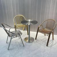 Table d'appoint commerciale en acier inoxydable doré, table à collation pour bar, salon de thé, café, petite table à café créative et moderne
