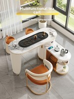 Ensemble table et chaises de balcon pour usage domestique, table à thé mobile avec plateau en pierre, bouilloire intégrée, petite table à thé rotative