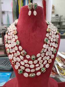 Fabricant Indien Plaqué Or Bollywood Perle Style Ethnique Mariage Fiançailles Perle Mala Collier Ensembles - Product Image 4