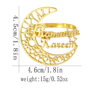Nouveau <span class=keywords><strong>Ramadan</strong></span> lune rond de serviette or métal diamants boucles de serviette pour la décoration du <span class=keywords><strong>Ramadan</strong></span> - Product Image 5