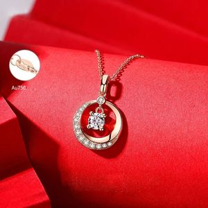 Collar con Colgante de Moissanita D en Oro Rosa Real de 18K Personalizado para Mujer, Cadena de Joyería Sólida Au750 de Moda - Product Image 3