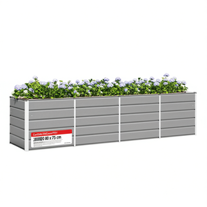 Jardinière en acier Garden2Me 240 x 80 x 75 cm, rectangulaire, décoration extérieure, design moderne - Product Image 1