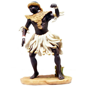 Statuetta Africana in Poliresina/Resina Castagna Ballerina Zulu Figurina in Resina Alabastro - Product Image 1