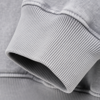 Sweat à capuche Premium 360 GSM gris clair délavé à l'acide pour homme, coupe ample en coton épais, style streetwear vintage, avec impression en relief