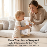 Peluche musicale apaisante pour bébés et tout-petits, projecteur de veilleuse, aide au sommeil, coussin animal en peluche