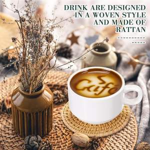 Sous-verres en rotin faits à la main, résistants à la chaleur, tapis antidérapants tissés pour tasses, légers et faciles à nettoyer pour la cuisine, le café et l'usage quotidien - Product Image 4