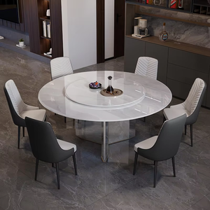 Mesa de comedor italiana de lujo, mesa de comedor redonda de mármol de piedra de lujo, mesa de comedor moderna simple para el hogar de Villa de gama alta - Product Image 1