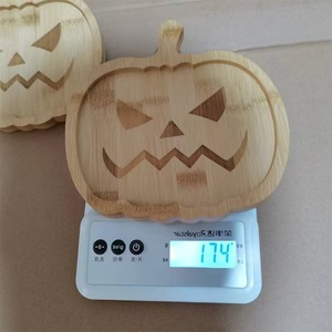 Plateau citrouille d'Halloween en bois de bambou, forme de dessin animé, vaisselle de fête pour enfants, pour servir les aliments - Product Image 3