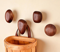 Crochets muraux en bois de noyer noir en forme de galet pour suspendre des chapeaux, crochets multi-usages pour mur et derrière la porte