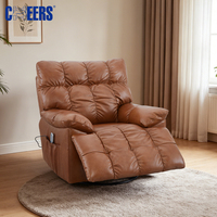 Fauteuil inclinable électrique moderne MANWAH CHEERS, pivotant à 360°, en cuir véritable, pour salon