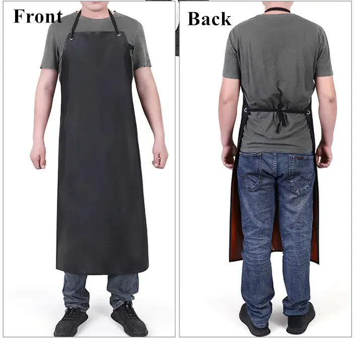 Grembiule In PVC Impermeabile, Lavabile E Lavabile, Con Tracolla Regolabile E Tasca Frontale, Per Aggiungere Testo E Logo Nero Taglia Unica - Foto 4