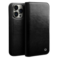 2024 QIALINO Distributor menawarkan casing dompet ponsel kulit buatan tangan mewah untuk iphone 14 pro Max