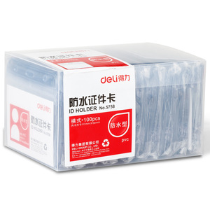 Deli Id Holder 91mm X 56mm Horizontal Waterproof Pvc Badge Card Protector For Work Permit And Id Cards - Product Image 1