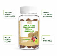 Gummies aux champignons Lion's Mane au goût de baies mélangées pour la mémoire et la concentration, complément alimentaire quotidien OEM