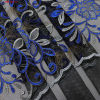 Tissu en dentelle de tulle brodé de fleurs colorées, pur, personnalisé, pour vêtements et robes, vente en gros