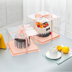 Emballage de boîte à gâteau personnalisée pour anniversaire, boîte à gâteau en plastique à 2 <span class=keywords><strong>couches</strong></span> de 8 pouces, boîte transparente deux en 1 - Product Image 6