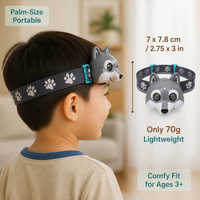 Lampe frontale Husky pour enfants, charge rapide USB-C, 4 modes, commande à une touche, lampe frontale LED pour le camping, la randonnée, la lecture, l'utilisation en extérieur