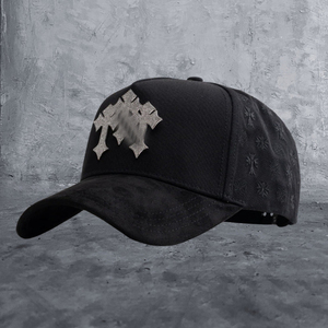 Cappelli OEM a 5 Pannelli con Visiera Curva CHROME LAST EDITION, Cappellini da Baseball di Lusso in Camoscio per Uomo, Berretti Vintage con Logo in Metallo - Product Image 2