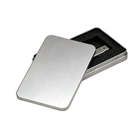 Boîte en fer blanc rectangulaire à couvercle plat 135 x 85 x 16 mm, finition mate, pour emballage de clé USB, logo personnalisé, ISO9001, écologique