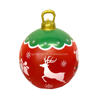 Offre Spéciale – Ballon Gonflable Écologique 23,6 po en PVC Rouge et Vert à Motif de Noël pour Décorations de Jardin, Fêtes à Domicile et Hôtels – Commande Minimale