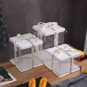 Дизайнерский дизайн, индивидуальная перерабатываемая прозрачная квадратная Подарочная коробка высокого качества для торта на день рождения и Рождество
