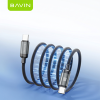 Câble de données USB-C tressé en nylon robuste BAVIN CB420 anti-emmêlement, facile à ranger, avec magnétique, PD60W