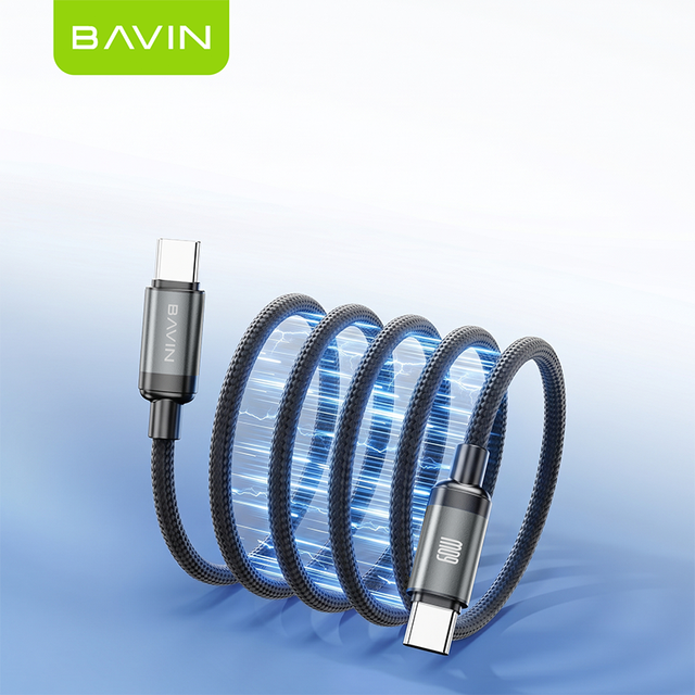 BAVIN Tangle-Free Easy to Store CB420 Nylon Tough Braided PD60W Data Type C Cable with Magnetic