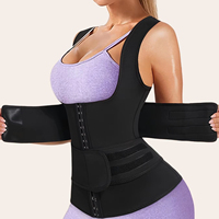 Gilet Corset Gainant en Néoprène pour Femmes, Double Ceinture, Contrôle Abdominal, Entraîneur de Taille