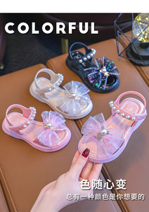 Sandales pour Filles Antidérapantes à Semelle Souple, Nœud Princesse Perlé, Chaussures de Plage d'Été pour Bébé Fille, à Prix Compétitif - Product Image 4