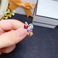 Bague de fiançailles délicate en argent 925 plaqué or, design Dubaï, avec améthyste naturelle pour filles