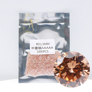 Piedras de Circonia Cúbica (CZ) de Alta Calidad 5A, Tratadas Termicamente, Corte Brillante Redondo de 1mm-3mm, Color Champán Sintético con Efecto de Fuego - Product Image 1