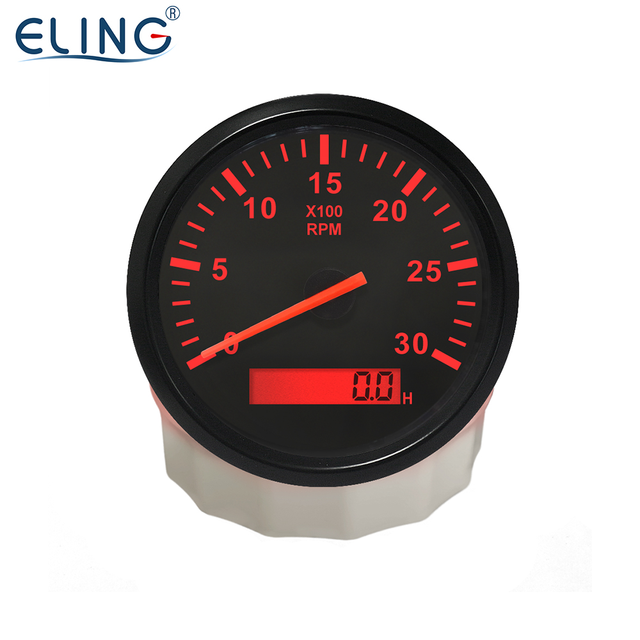 ELING 85MM Tachometer RPM Tacho Gauge REV Counter With Hour Meter Gasoline Diesel 12V 24V With Red Backlight for Car Motorcycle