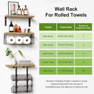 Wall <strong>Shelves</strong> Set Hanging <strong>Rustic</strong> Retro Modern Home Decor Metal Rack Book Storage Wood Mounted Wall Floating Shelf for Living Room - Product Image 5