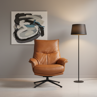 Fauteuil inclinable moderne en cuir avec repose-pieds, fauteuil de direction pivotant à dossier haut pour bureau et salon