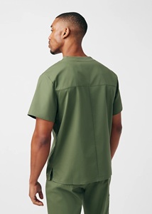 Uniforme Médico para Hombre, Color Verde Cazador, Cuello en V, Alta Calidad, Elástico en 2 Direcciones, Uniforme de Enfermería para Hospital - Product Image 3