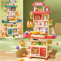Nouveaux enfants 83cm son et lumière Simulation fumée pulvérisation eau cuisine vaisselle Table jouer chaque famille jouet cuisine ensemble