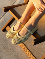 Chaussures plates élégantes en maille de haute qualité pour femmes, ballerines à enfiler, chaussures plates à bout rond en raphia pour l'été