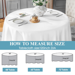 Custom Wholesale White Anti-Stain Premium 120 Inch <b>Round</b> Polyester <b>Tablecloth</b> for Restaurant Wedding Banquet - Product Image 3